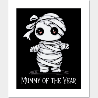 Halloween T-Shirt, Mummy of the Year Shirt, Mom's Spooky Tee, Fun Mummy Design, Women's Top, Family Halloween Apparel Posters and Art